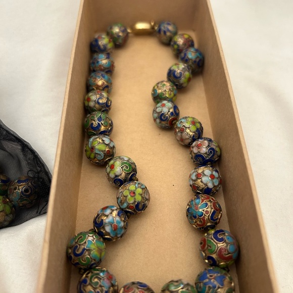 Antique Cloisonné and Jade Necklaces - Picture 2 of 11